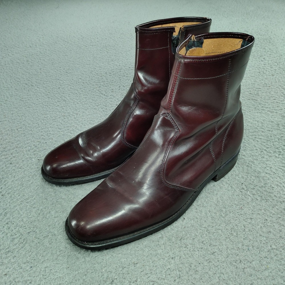 Vintage Leather Boots Mens Size 11 B Brown Zip Ankle Dress Bootie USA Made